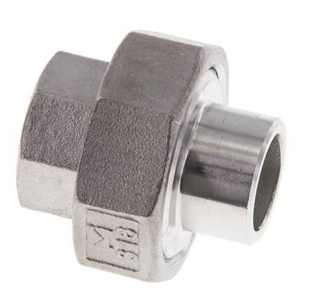Gerader Verschraubungsstutzen Rp1/2'' Innengewinde x 21.3mm Schweissende Edelstahl Flachdichtung PTFE 150bar (2107.5psi)