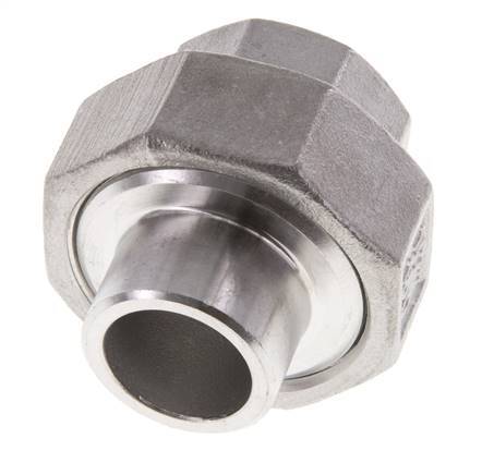 Gerader Verschraubungsstutzen Rp1/2'' Innengewinde x 21.3mm Schweissende Edelstahl Flachdichtung PTFE 150bar (2107.5psi)
