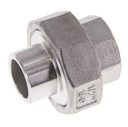 Gerader Verschraubungsstutzen Rp1/2'' Innengewinde x 21.3mm Schweissende Edelstahl Flachdichtung PTFE 150bar (2107.5psi)