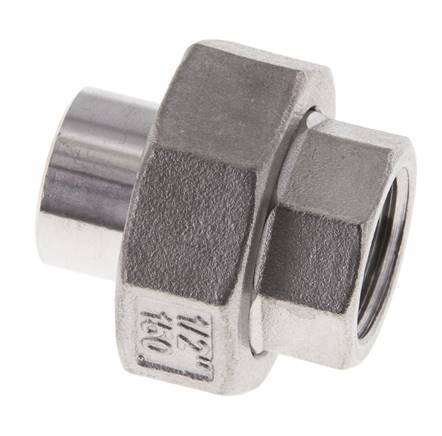 Gerader Verschraubungsstutzen Rp1/2'' Innengewinde x 21.3mm Schweissende Edelstahl Flachdichtung PTFE 150bar (2107.5psi)