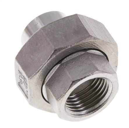 Gerader Verschraubungsstutzen Rp1/2'' Innengewinde x 21.3mm Schweissende Edelstahl Flachdichtung PTFE 150bar (2107.5psi)