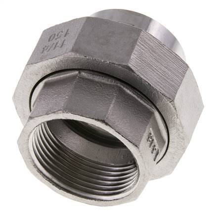 Gerade Verschraubung Rp1 1/4'' Innengewinde x 42,4mm Schweißende Edelstahl Flachdichtung PTFE 150bar (2107,5psi)