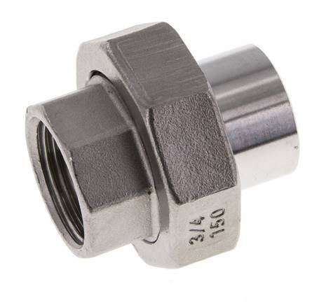 Gerader Verschraubungsstutzen Rp3/4'' Innengewinde x 26.9mm Schweissende Edelstahl Flachdichtung PTFE 150bar (2107.5psi)