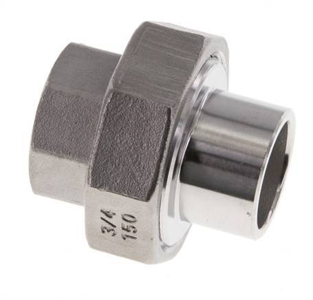 Gerader Verschraubungsstutzen Rp3/4'' Innengewinde x 26.9mm Schweissende Edelstahl Flachdichtung PTFE 150bar (2107.5psi)