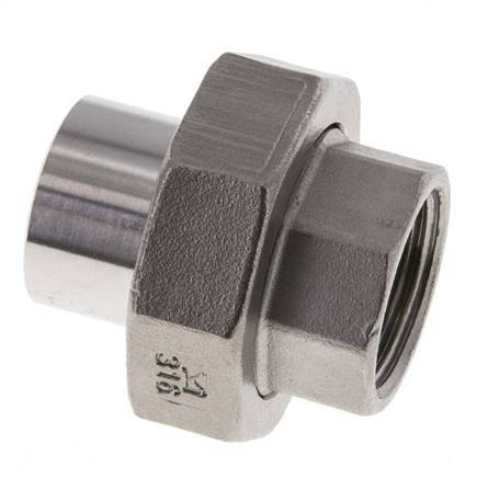 Gerader Verschraubungsstutzen Rp3/4'' Innengewinde x 26.9mm Schweissende Edelstahl Flachdichtung PTFE 150bar (2107.5psi)