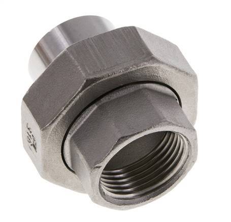 Gerader Verschraubungsstutzen Rp3/4'' Innengewinde x 26.9mm Schweissende Edelstahl Flachdichtung PTFE 150bar (2107.5psi)