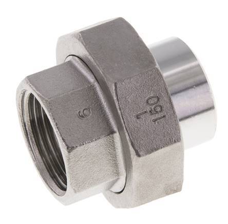Gerader Verschraubungsstutzen Rp1'' Innengewinde x 33.7mm Schweissende Edelstahl Flachdichtung PTFE 150bar (2107.5psi)