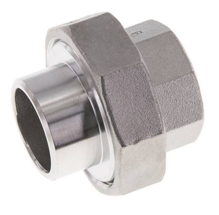Gerader Verschraubungsstutzen Rp1'' Innengewinde x 33.7mm Schweissende Edelstahl Flachdichtung PTFE 150bar (2107.5psi)