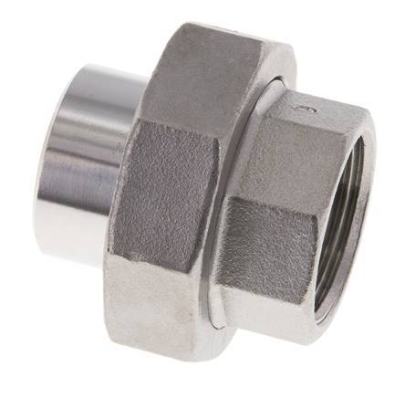Gerader Verschraubungsstutzen Rp1'' Innengewinde x 33.7mm Schweissende Edelstahl Flachdichtung PTFE 150bar (2107.5psi)