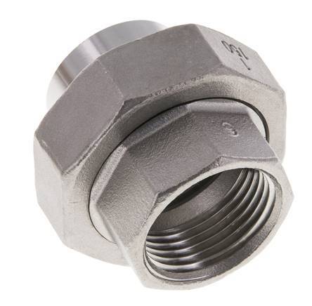 Gerader Verschraubungsstutzen Rp1'' Innengewinde x 33.7mm Schweissende Edelstahl Flachdichtung PTFE 150bar (2107.5psi)