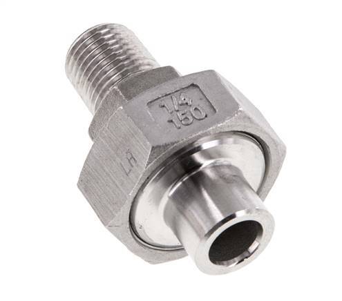 Union Straight Connector R1/4'' Male x 13.5mm Weld End Stainless Steel Conical Seal 16bar (224.8psi)