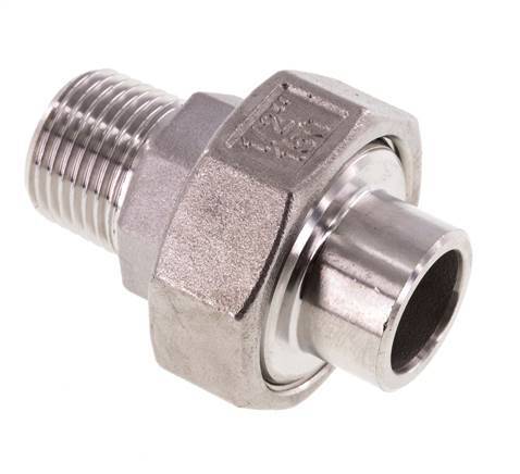 Gerader Verschraubungsstutzen R1/2'' Außengewinde x 21,3mm Schweißende Edelstahl Konische Dichtung 16bar (224,8psi)