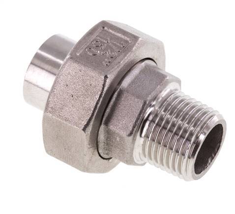 Gerader Verschraubungsstutzen R1/2'' Außengewinde x 21,3mm Schweißende Edelstahl Konische Dichtung 16bar (224,8psi)