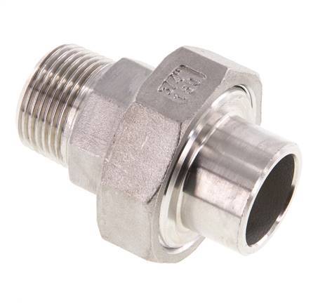 Gerader Verschraubungsstutzen R3/4'' Außengewinde x 26,9mm Schweißende Edelstahl konische Dichtung 16bar (224,8psi)