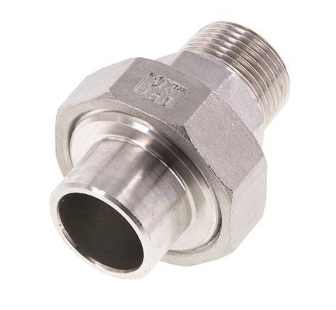 Gerader Verschraubungsstutzen R3/4'' Außengewinde x 26,9mm Schweißende Edelstahl konische Dichtung 16bar (224,8psi)