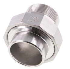 Gerader Verschraubungsstutzen R1 1/2'' Außengewinde x 48,3mm Schweißende Edelstahl konische Dichtung 16bar (224,8psi)