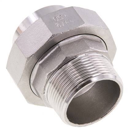 Gerader Verschraubungsstutzen R1 1/2'' Außengewinde x 48,3mm Schweißende Edelstahl konische Dichtung 16bar (224,8psi)