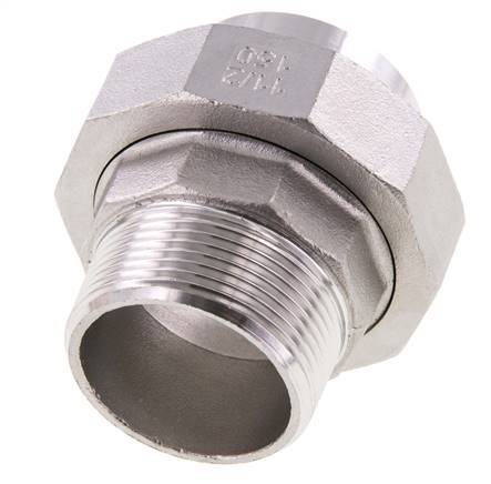 Gerader Verschraubungsstutzen R1 1/2'' Außengewinde x 48,3mm Schweißende Edelstahl konische Dichtung 16bar (224,8psi)