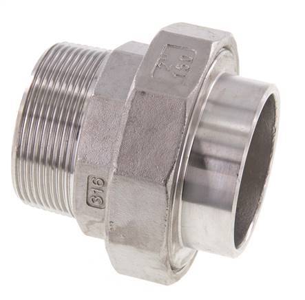 Gerader Verschraubungsstutzen R2'' Außengewinde x 60,3mm Schweißende Edelstahl Konische Dichtung 16bar (224,8psi)