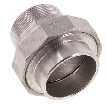 Gerader Verschraubungsstutzen R2'' Außengewinde x 60,3mm Schweißende Edelstahl Konische Dichtung 16bar (224,8psi)