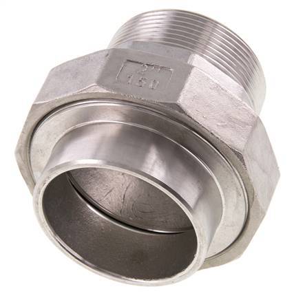 Gerader Verschraubungsstutzen R2'' Außengewinde x 60,3mm Schweißende Edelstahl Konische Dichtung 16bar (224,8psi)