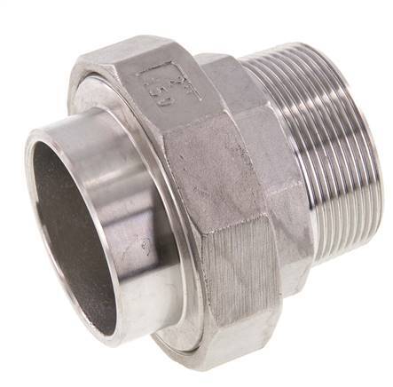 Gerader Verschraubungsstutzen R2'' Außengewinde x 60,3mm Schweißende Edelstahl Konische Dichtung 16bar (224,8psi)