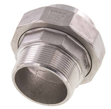 Gerader Verschraubungsstutzen R2'' Außengewinde x 60,3mm Schweißende Edelstahl Konische Dichtung 16bar (224,8psi)