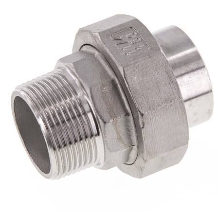 Gerader Verschraubungsstutzen R1 1/4'' Außengewinde x 42,4mm Schweißende Edelstahl Konische Dichtung 16bar (224,8psi)