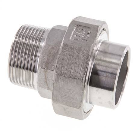 Gerader Verschraubungsstutzen R1 1/4'' Außengewinde x 42,4mm Schweißende Edelstahl Konische Dichtung 16bar (224,8psi)