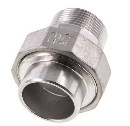Gerader Verschraubungsstutzen R1 1/4'' Außengewinde x 42,4mm Schweißende Edelstahl Konische Dichtung 16bar (224,8psi)