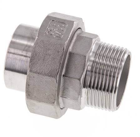 Gerader Verschraubungsstutzen R1 1/4'' Außengewinde x 42,4mm Schweißende Edelstahl Konische Dichtung 16bar (224,8psi)
