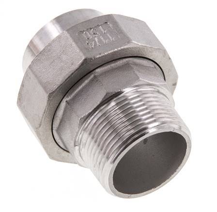 Gerader Verschraubungsstutzen R1 1/4'' Außengewinde x 42,4mm Schweißende Edelstahl Konische Dichtung 16bar (224,8psi)