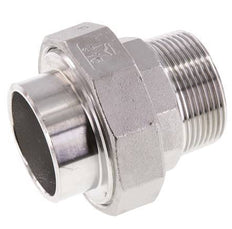 Gerader Verschraubungsstutzen R1 1/2'' Außengewinde x 48,3mm Schweißende Edelstahl Flachdichtung PTFE 16bar (224,8psi)