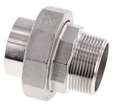 Gerader Verschraubungsstutzen R1 1/2'' Außengewinde x 48,3mm Schweißende Edelstahl Flachdichtung PTFE 16bar (224,8psi)