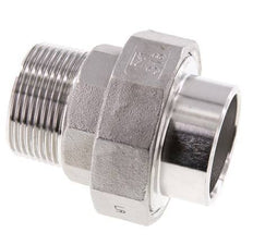 Gerader Verschraubungsstutzen R1 1/4'' Außengewinde x 42,4mm Schweißende Edelstahl Flachdichtung PTFE 16bar (224,8psi)