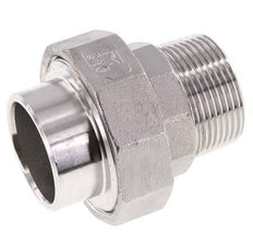 Gerader Verschraubungsstutzen R1 1/4'' Außengewinde x 42,4mm Schweißende Edelstahl Flachdichtung PTFE 16bar (224,8psi)