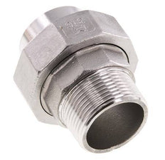 Gerader Verschraubungsstutzen R1 1/4'' Außengewinde x 42,4mm Schweißende Edelstahl Flachdichtung PTFE 16bar (224,8psi)