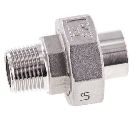 Gerader Verschraubungsstutzen R1/2'' Außengewinde x 21,3mm Schweißende Edelstahl Flachdichtung PTFE 16bar (224,8psi)