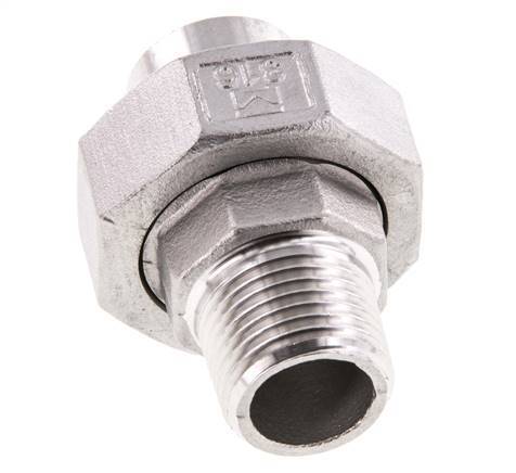 Gerader Verschraubungsstutzen R1/2'' Außengewinde x 21,3mm Schweißende Edelstahl Flachdichtung PTFE 16bar (224,8psi)