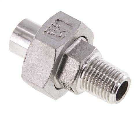 Gerader Verschraubungsanschluss R1/4'' Außengewinde x 13,5 mm Schweißende Edelstahl Flachdichtung PTFE 16 bar (224,8 psi)