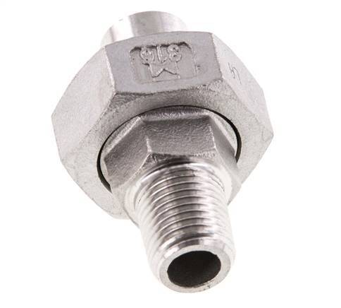 Gerader Verschraubungsanschluss R1/4'' Außengewinde x 13,5 mm Schweißende Edelstahl Flachdichtung PTFE 16 bar (224,8 psi)