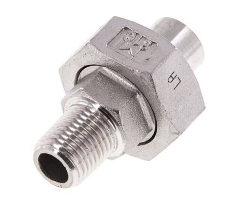Gerader Verschraubungsanschluss R1/4'' Außengewinde x 13,5 mm Schweißende Edelstahl Flachdichtung PTFE 16 bar (224,8 psi)