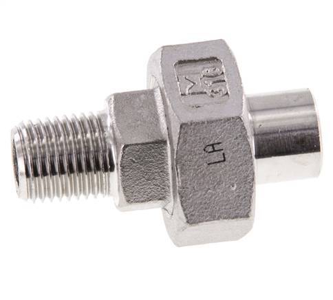 Gerader Verschraubungsanschluss R1/4'' Außengewinde x 13,5 mm Schweißende Edelstahl Flachdichtung PTFE 16 bar (224,8 psi)