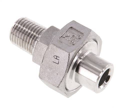 Gerader Verschraubungsanschluss R1/4'' Außengewinde x 13,5 mm Schweißende Edelstahl Flachdichtung PTFE 16 bar (224,8 psi)