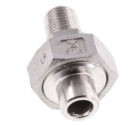 Gerader Verschraubungsanschluss R1/4'' Außengewinde x 13,5 mm Schweißende Edelstahl Flachdichtung PTFE 16 bar (224,8 psi)