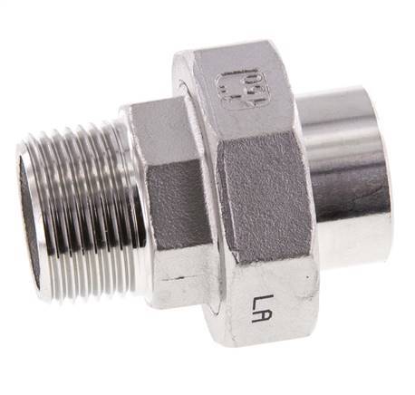 Gerader Verschraubungsstutzen R1'' Außengewinde x 33,7mm Schweißende Edelstahl Flachdichtung PTFE 16bar (224,8psi)