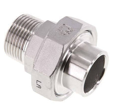 Gerader Verschraubungsstutzen R1'' Außengewinde x 33,7mm Schweißende Edelstahl Flachdichtung PTFE 16bar (224,8psi)