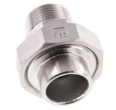 Gerader Verschraubungsstutzen R1'' Außengewinde x 33,7mm Schweißende Edelstahl Flachdichtung PTFE 16bar (224,8psi)