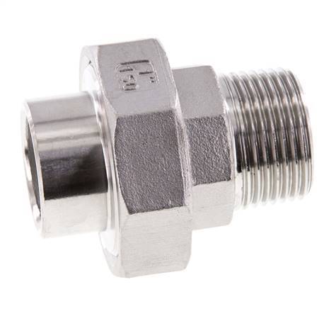 Gerader Verschraubungsstutzen R1'' Außengewinde x 33,7mm Schweißende Edelstahl Flachdichtung PTFE 16bar (224,8psi)