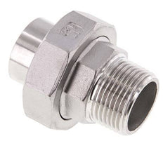 Gerader Verschraubungsstutzen R1'' Außengewinde x 33,7mm Schweißende Edelstahl Flachdichtung PTFE 16bar (224,8psi)